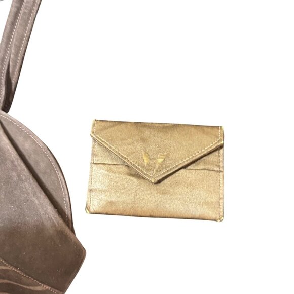Vintage Evening Bag With Wave Pattern Design & Inner Satin Lining Brown Velvet - Picture 4 of 6
